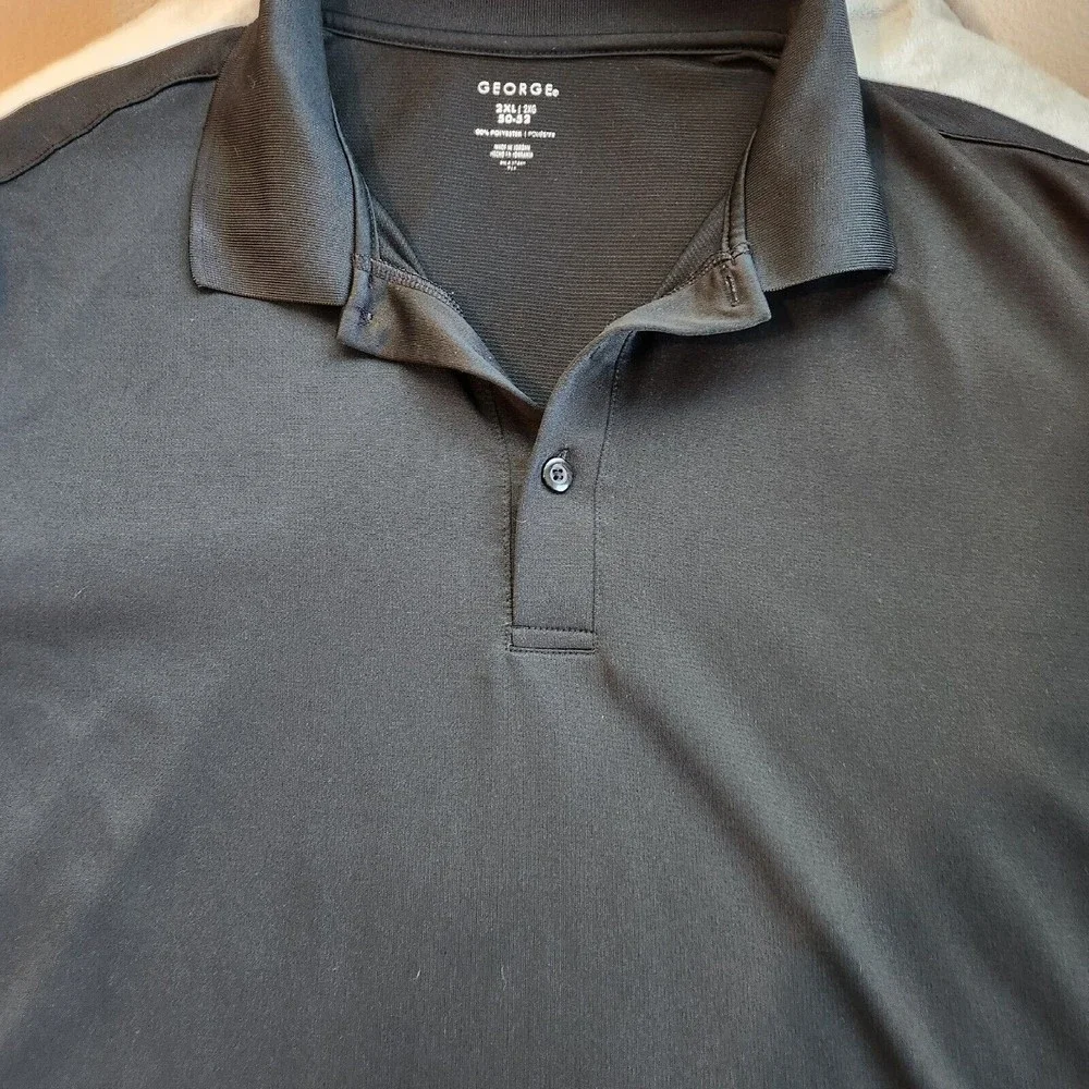 GEORGE Polo Mens Short Sleeve Top Shirt‎ Mens Black 2XL Golf Activewear Big